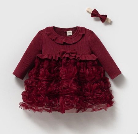 فستان صوف ناعم مورد مع بندانة لشعر