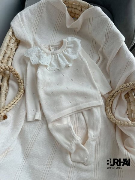 طقم صوف ناعم قطعتين مع قبة