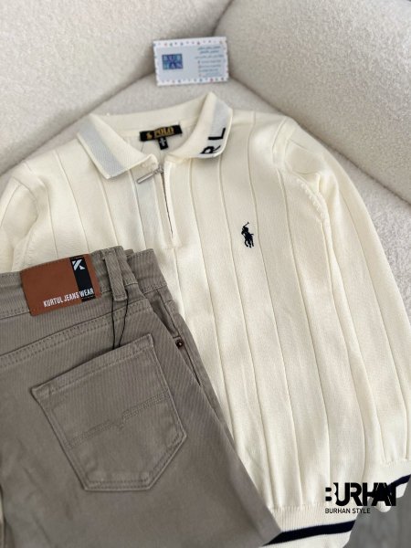 بلوزة POLO  صوف ناعم نص سحاب